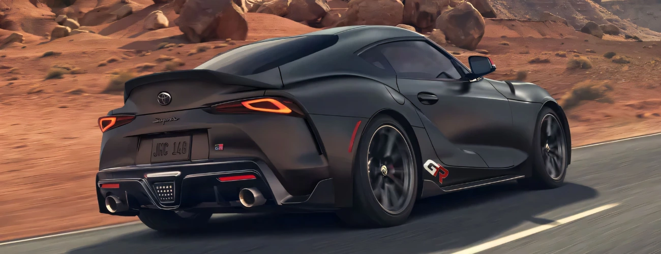 بنر نمای عقب زیبای Supra 2026 MKV final در کویر